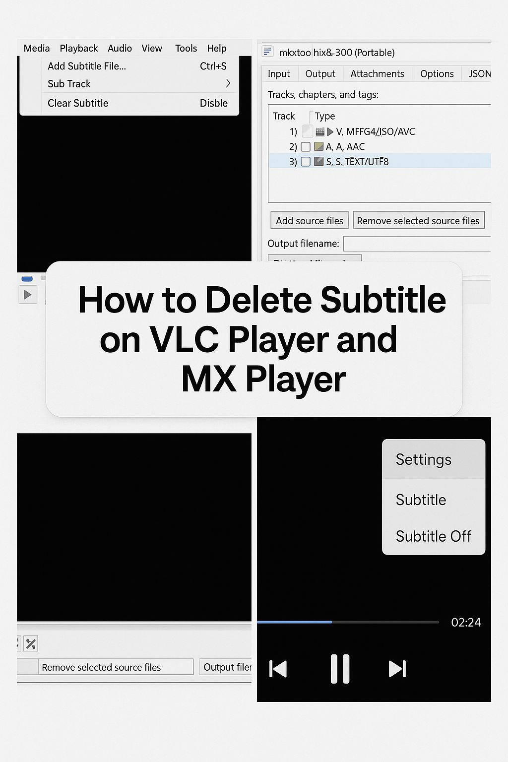 Removing Subtitles:  VLC Media Player & MX Player
